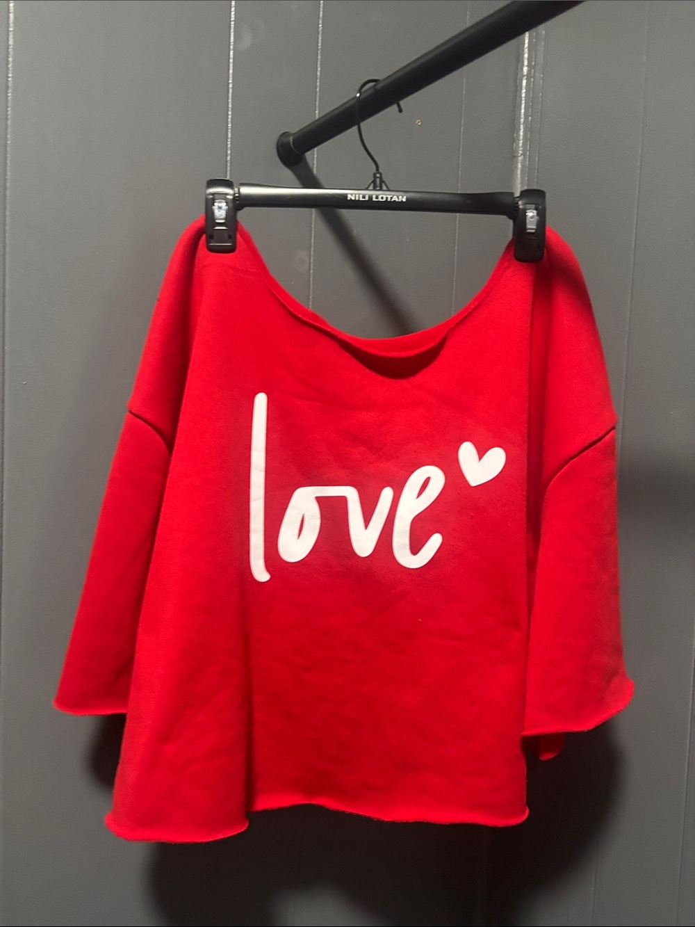 'Love' Y2K boxy XL crop tops top Crewneck Sweatshirt with White Script
